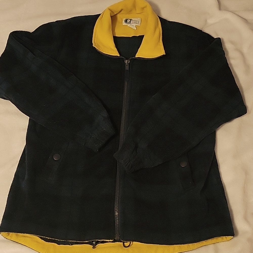 Mens Vintage Arizona Plaid Zip Up Fleece Coat,  sz L